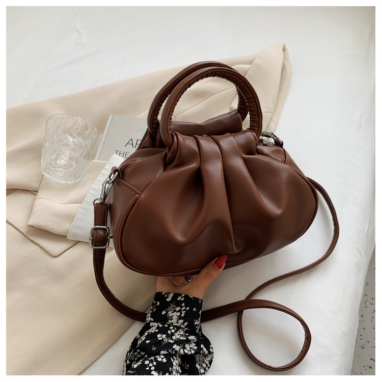 Wholesale Retro cloud pleated solid color versatile women's bag hand-held underarm bag shoulder bag messenger bag